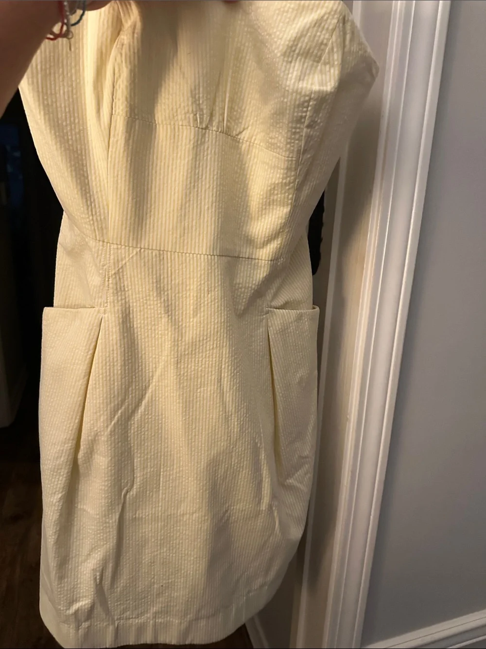 Lilly Pulitzer Yellow Seersucker Strapless Dress Womens 10 Modern Romantic Boho - Picture 2 of 2